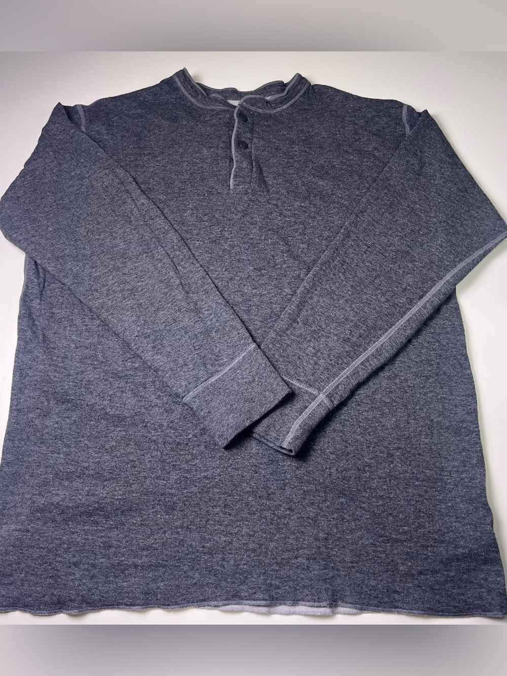 Vintage LL Bean River Driver Thermal Henley Shirt XXLT Gray Workwear Gorpcore
